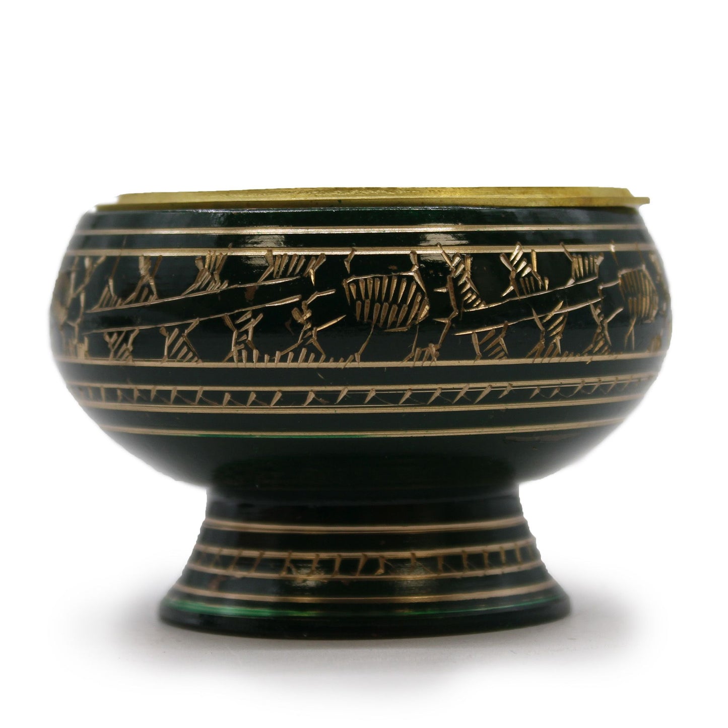 Tall Handmade Brass Charcoal Burner Jar - Heart Chakra