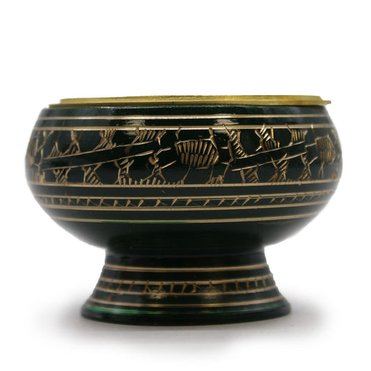 Tall Handmade Brass Charcoal Burner Jar - Heart Chakra