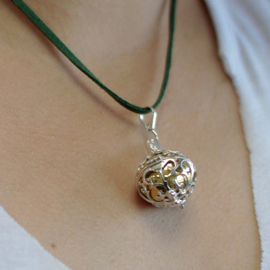 Handmade 925 Silver Angel Bell Pendant Necklace - 23mm / Healing