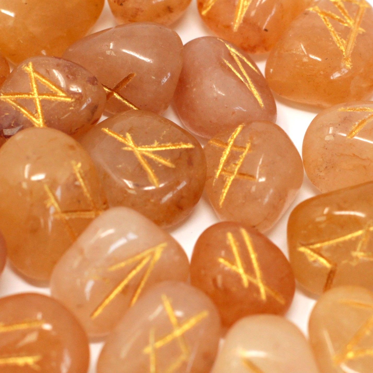 Rune Stone Set in a Pouch - Yellow Aventurine Gemstones