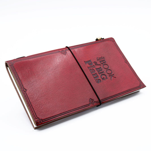 Handmade Leather-Bound Eco-Friendly Journal with Wrap - Slim / Red / Little Book of Big Plans