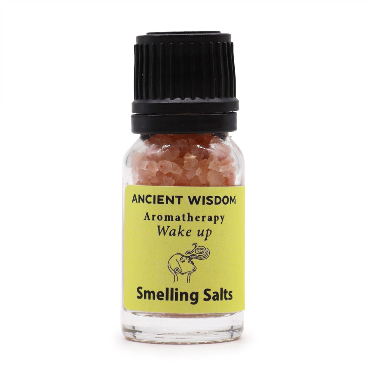 Wake Up aromatherapy smelling salts in screw-top bottle, main product view from Quintessential Holistic Health.