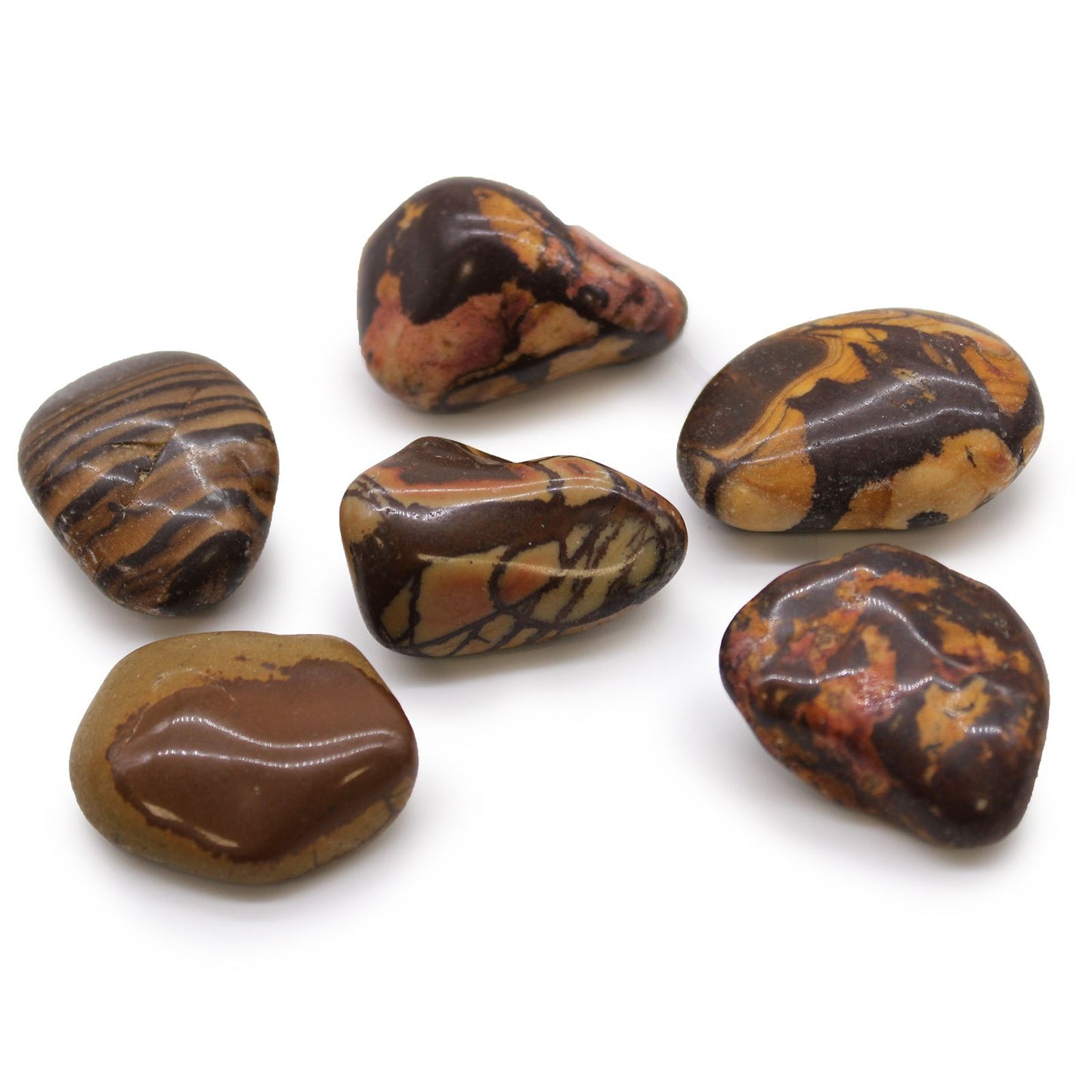6 x Polished Natural Tumble Stones - Picture Nguni Jasper