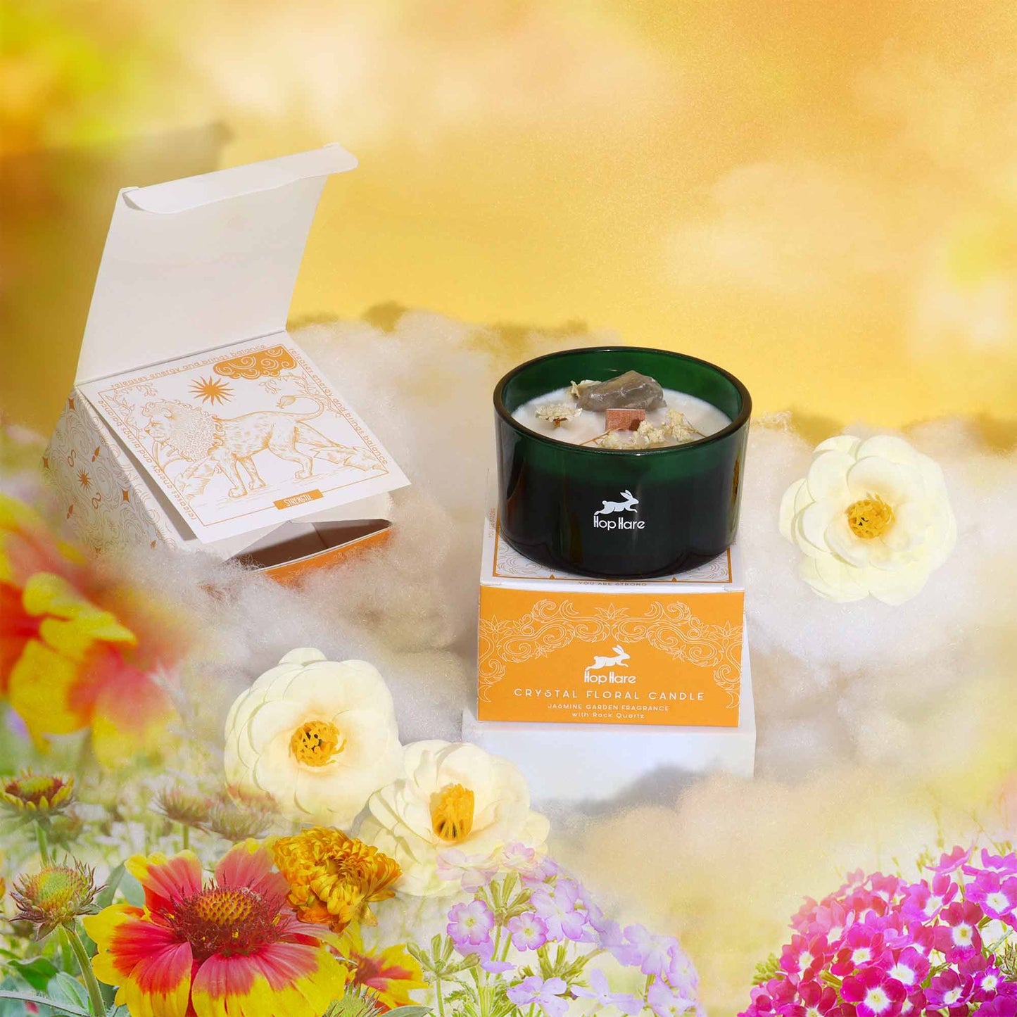 Crystal Magic Flower Eco-Friendly Soy Wax Candle - The Lion