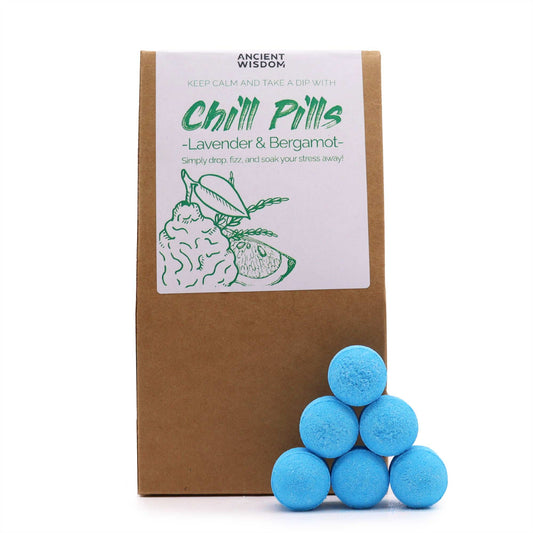 350g Handmade Vegan-Friendly Bath Bomb Chill Pills Gift Pack - Lavender and Bergamot