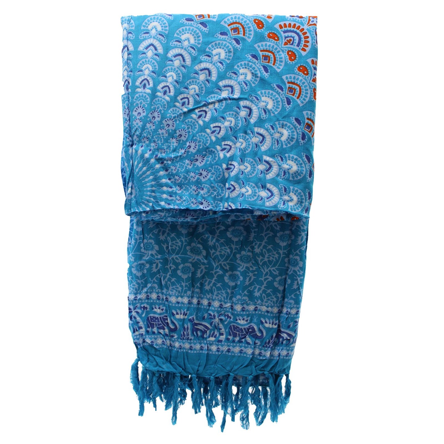 Bali Mandala Sarong / Scarf - Orange / Blue