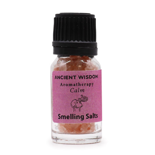 Calm aromatherapy smelling salts in screw-top bottle, main product view from Quintessential Holistic Health.