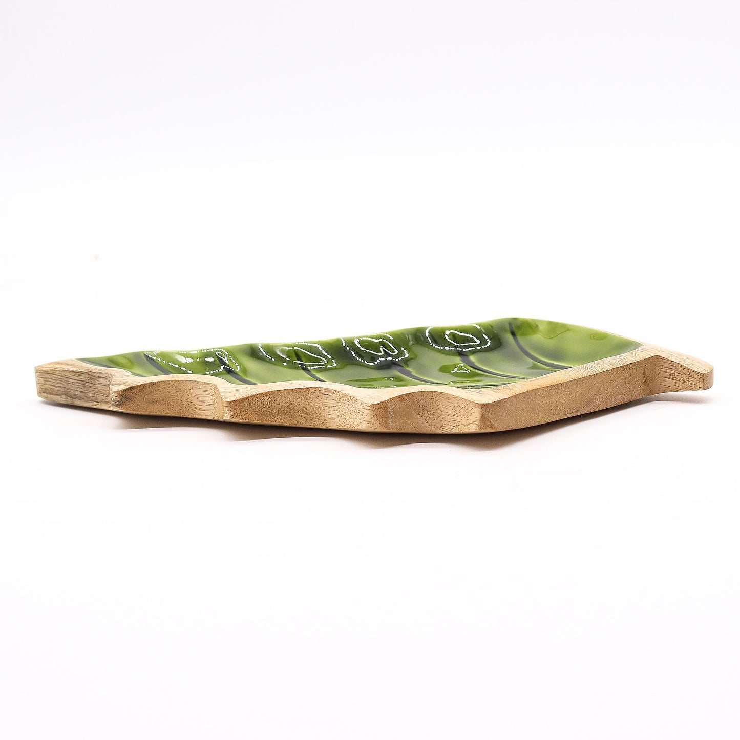 Handcrafted Enamel Wooden Bowl - Leaf