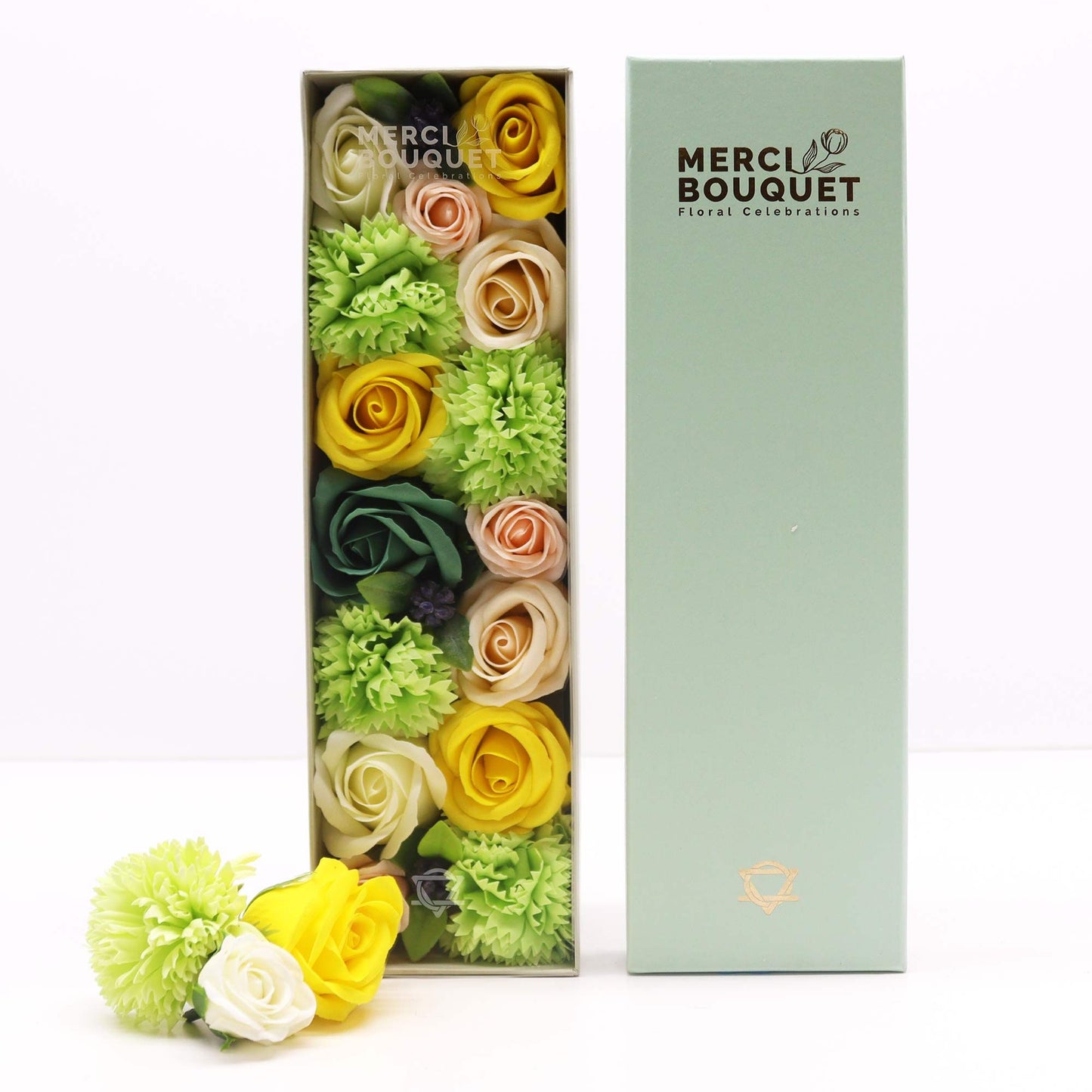 Luxury Soap Flowers - Long / Yellows and Greens