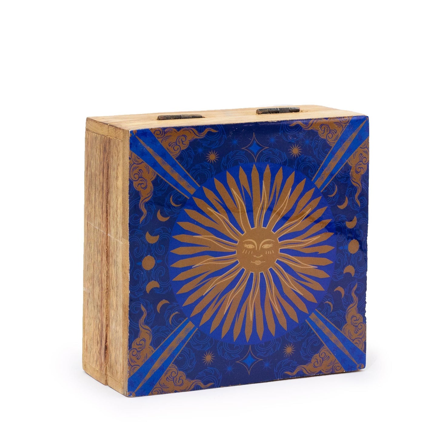 Hand Crafted Enamelled Wooden Box - Medium / The Sun