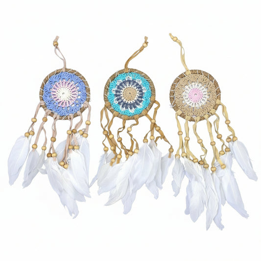 6 x Hand Crafted Macrame Dreamcatchers - Small / Assorted / Pastel Pinks