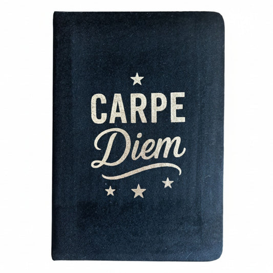 A5 Velvet Journal - Black / Carpe Diem