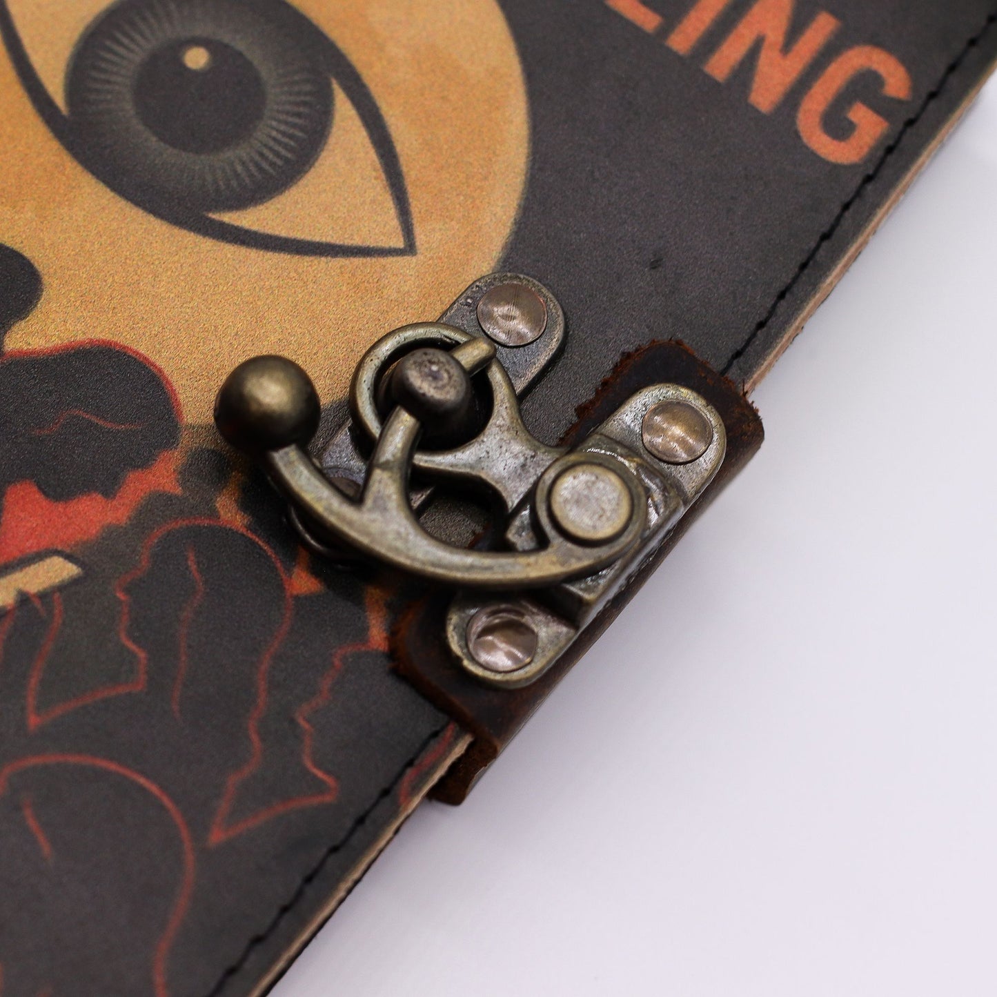 Handmade Leather-Bound Eco-Friendly Journal with Metal Clasp  – Medium / Dark Brown / Stop Doom Scrolling