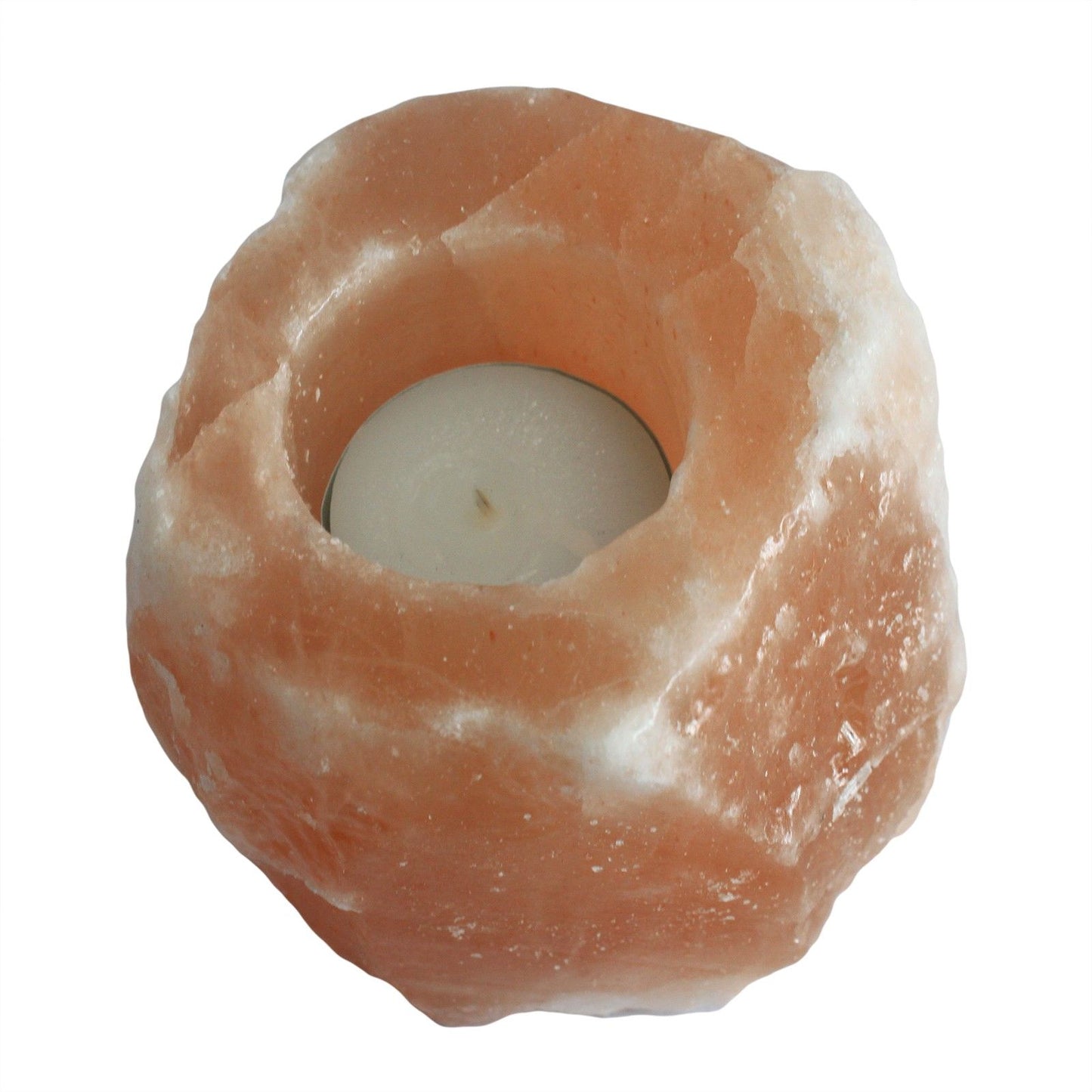 Hand Carved Himalayan Salt Crystal Candle Holder - Natural / Square / Single