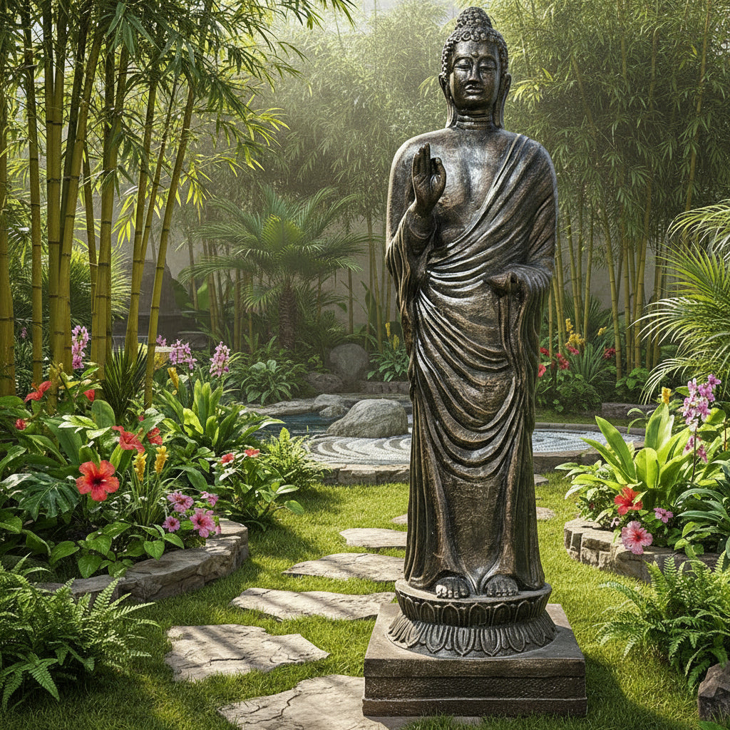 Handmade Concrete and Resin Buddha - Extra Large / 3m Tall / Antique Gold