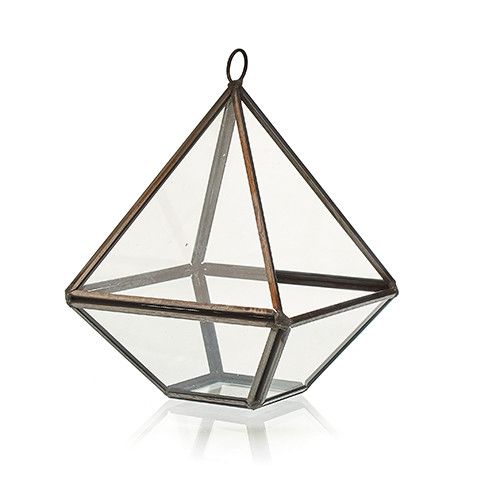 Glass and Brass Terrarium - Small / Diamond