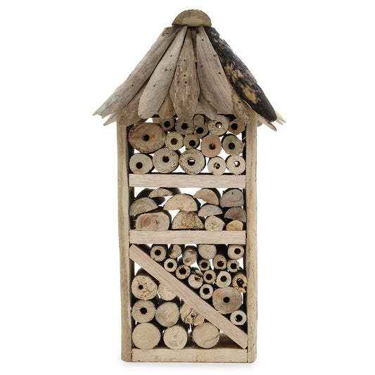 Handmade Recycled Driftwood Bee and Insect Tall House