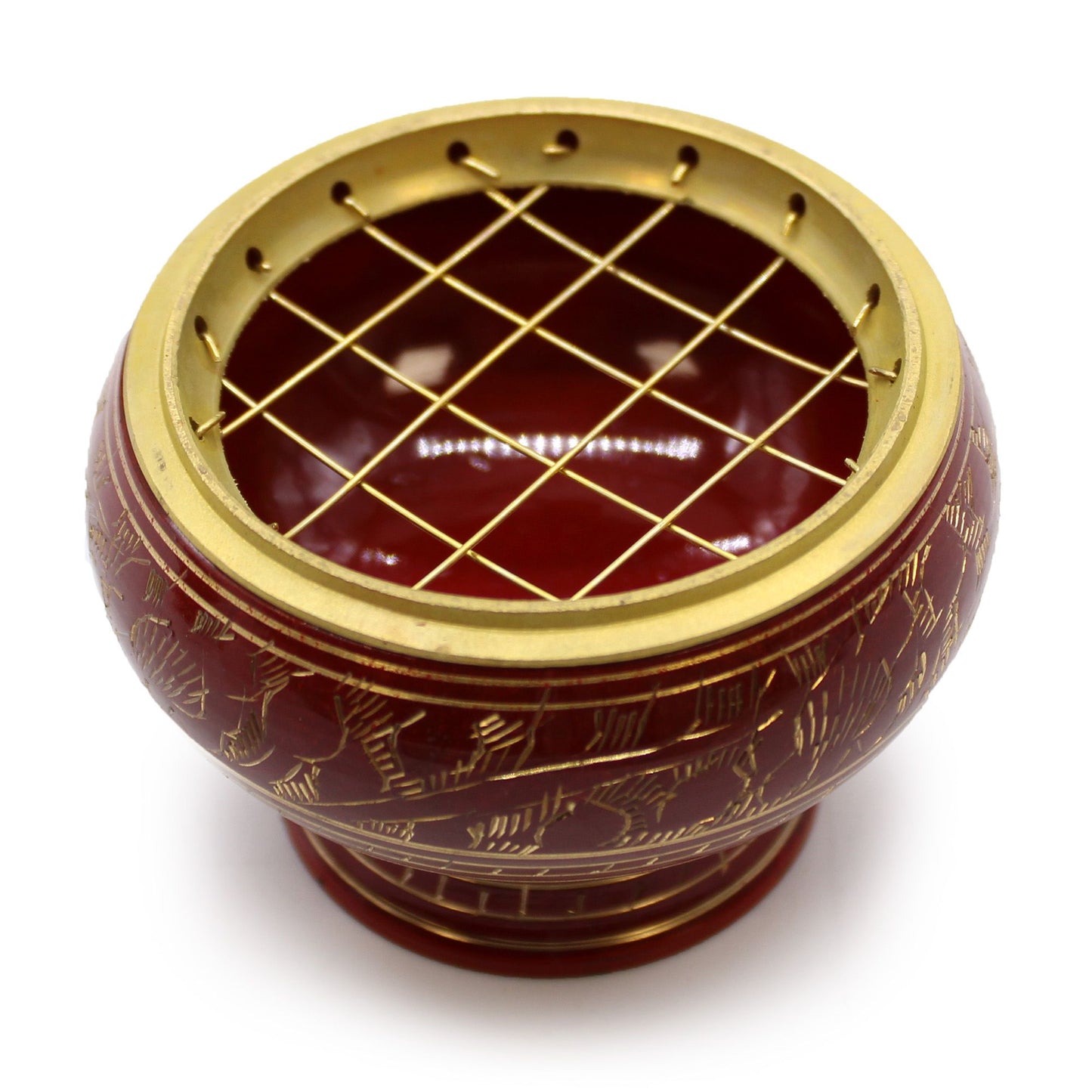 Tall Handmade Brass Charcoal Burner Jar - Root Chakra