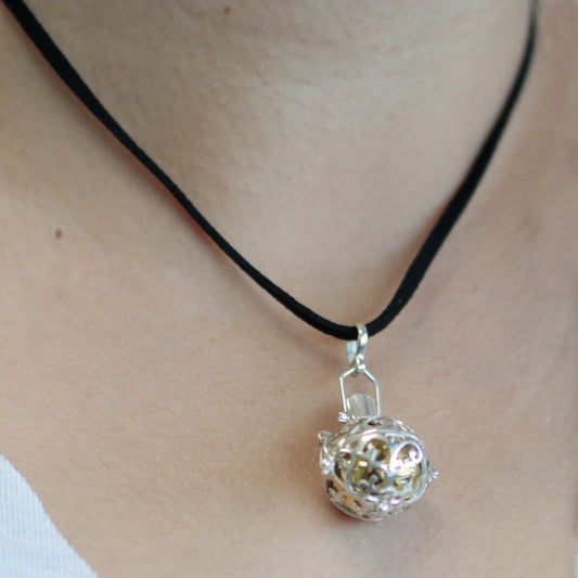 Handmade 925 Silver Angel Bell Pendant Necklace - 18mm / Night Time