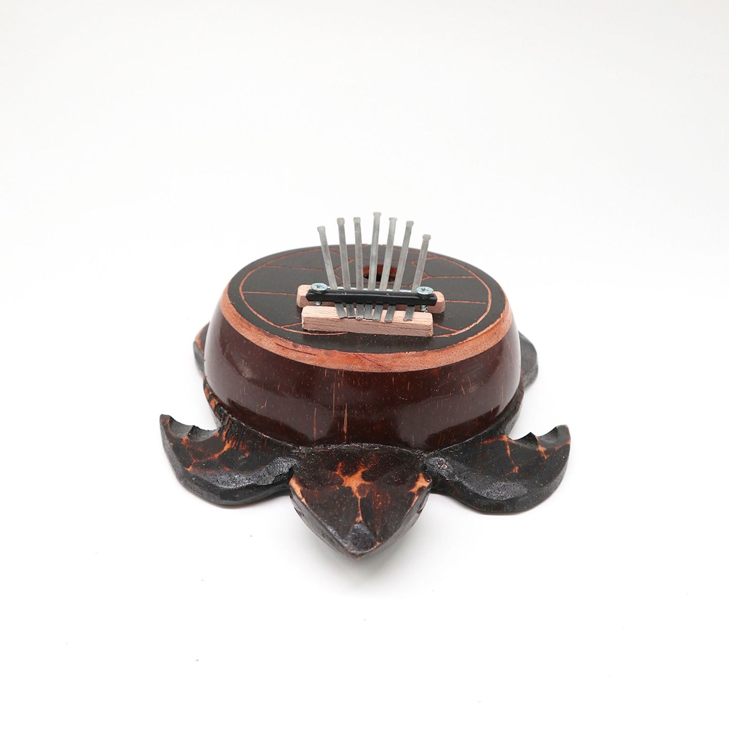 Hand Crafted Coconut Shell Kalimba Thumb Piano - Antique Turtle