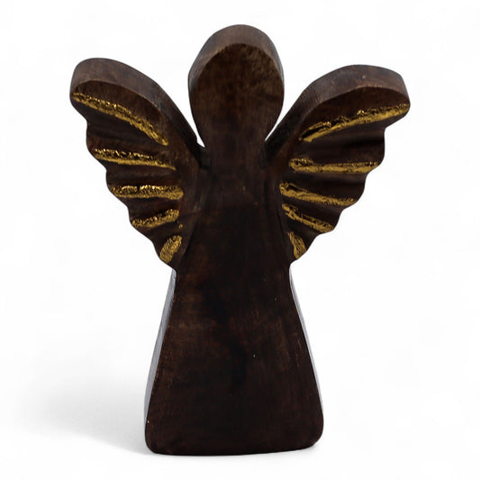 Hand Carved Mango Wooden Angel - Small / Gold Decor