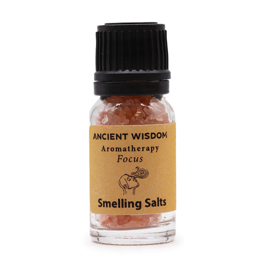 Focus aromatherapy smelling salts in screw-top bottle, main product view from Quintessential Holistic Health.