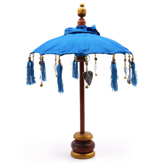 Handcrafted Indoor Parasol with Stand - Small / Plain / Turquoise