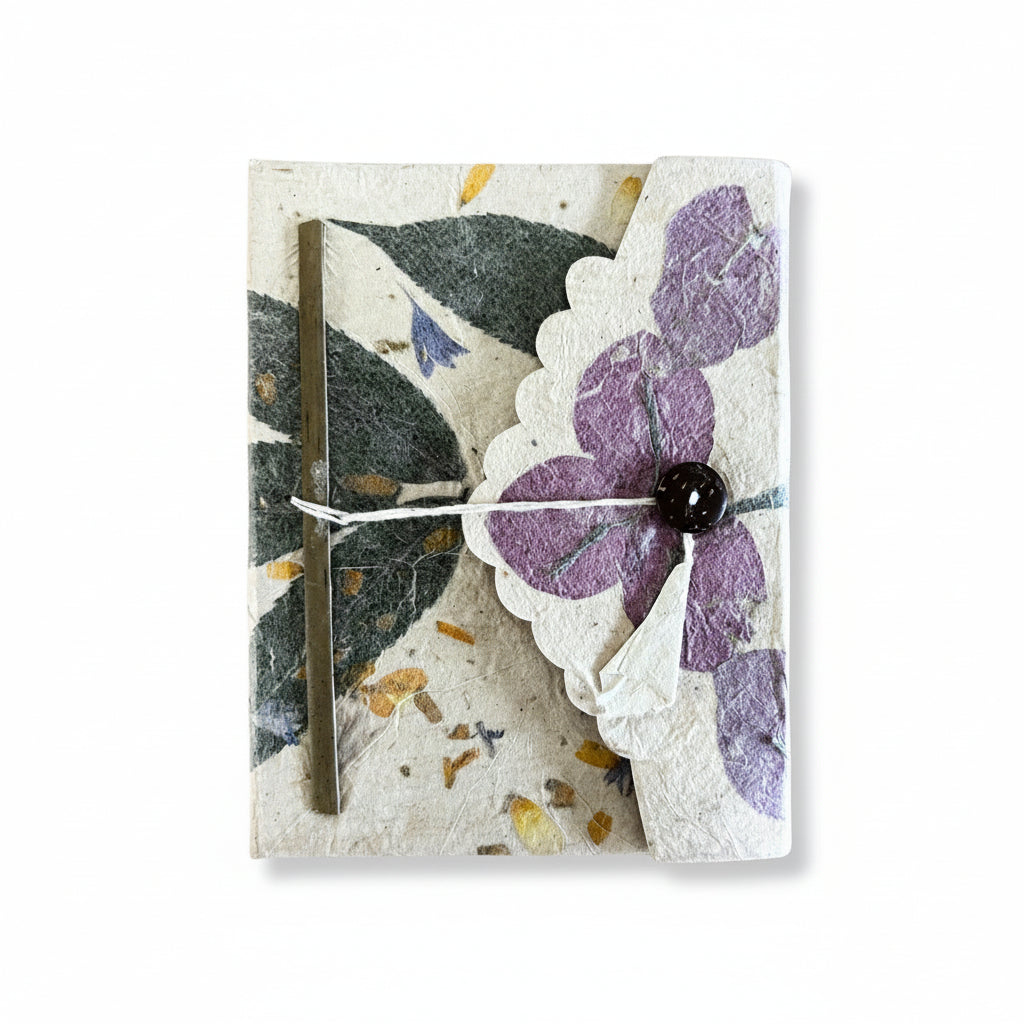 A6 Eco-Friendly Lokta Paper Notebook - Bougainvillea