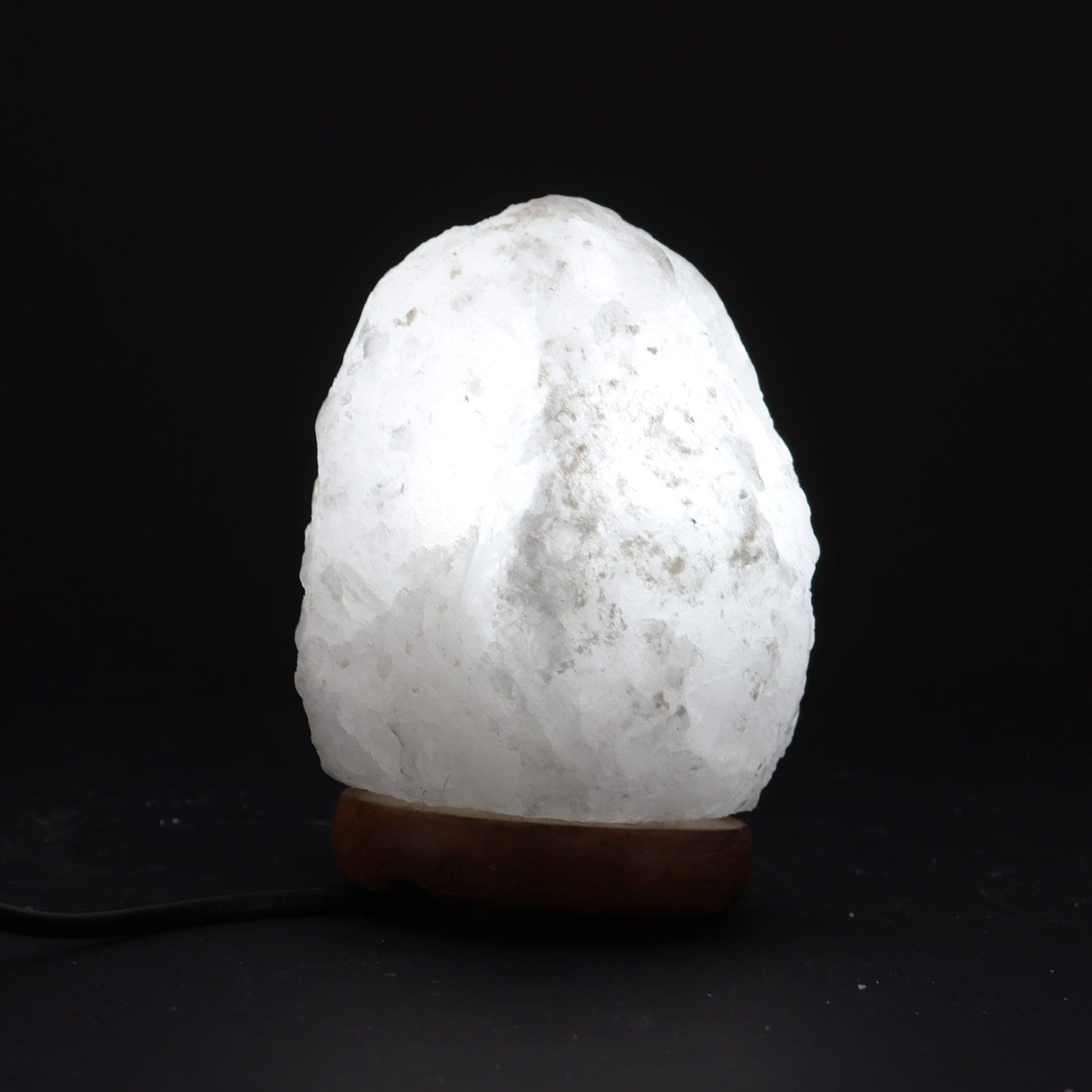 Hand Carved 240v Himalayan Salt Crystal Lamp with Base - White and Natural / 1.5Kg - 2Kg