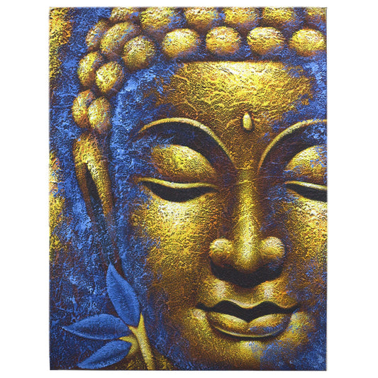 Hand Painted Buddha Painting - Gold Face and Lotus Flower