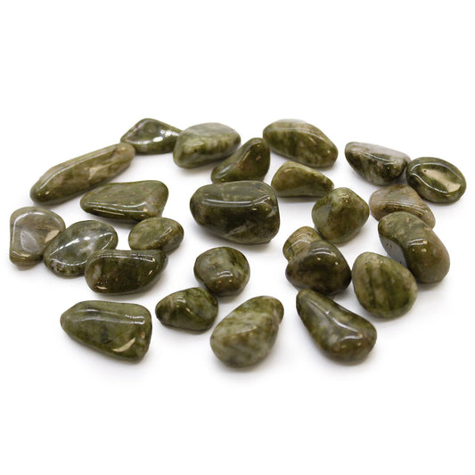 24 x Polished Natural Tumble Stones - Small / Epidote Snowflake