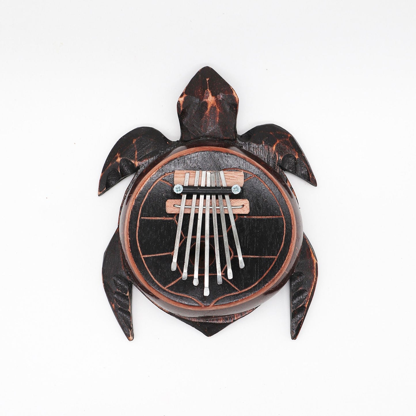 Hand Crafted Coconut Shell Kalimba Thumb Piano - Antique Turtle