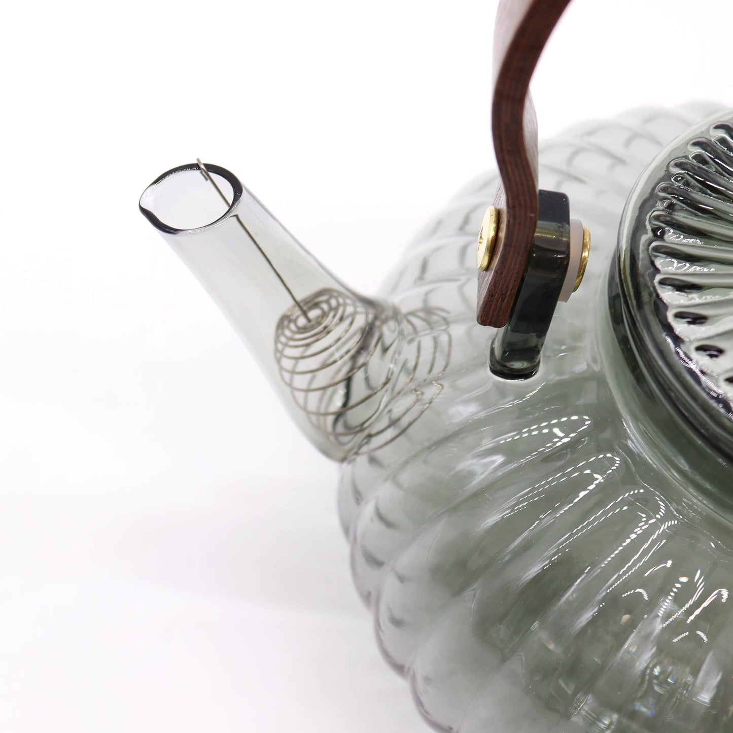 950ml Charcoal Ribbed Pearl Glass Infuser Teapot