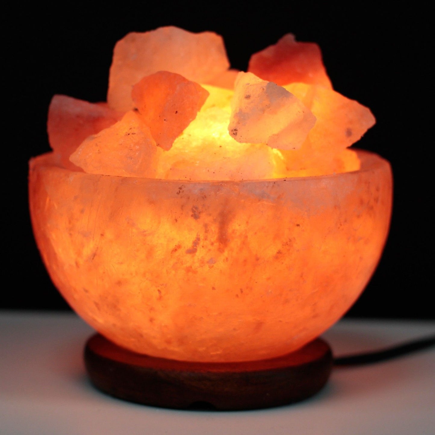 Hand Carved 240v Himalayan Salt Crystal Lamp with Base - Natural / Fire Bowl / 3Kg