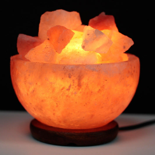 Hand Carved 240v Himalayan Salt Crystal Lamp with Base - Natural / Fire Bowl / 3Kg