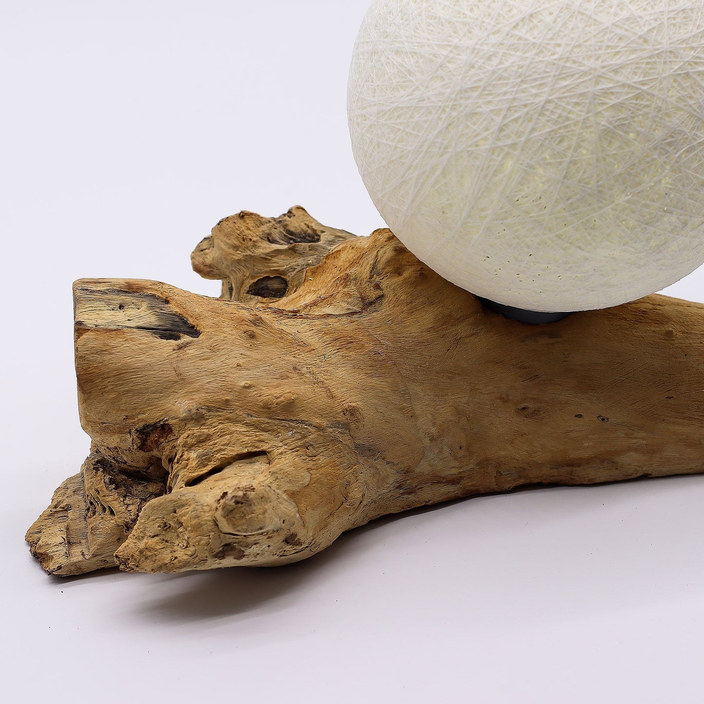 Natural Driftwood LED Glow Lamp - Cotton Ivory Luna Shade