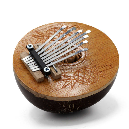 Hand Crafted Coconut Shell Kalimba Thumb Piano - Mini Natural Coconut