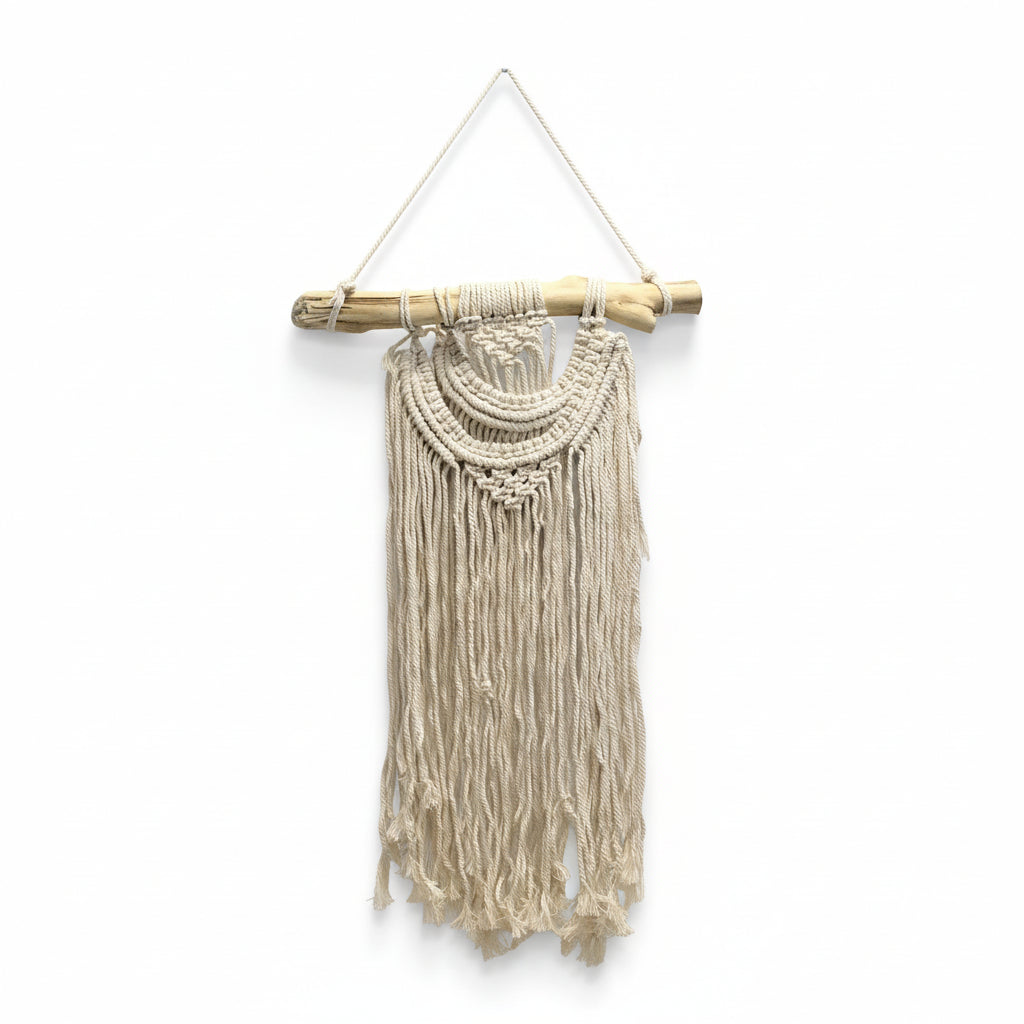 Handcrafted Cotton Macrame Wall Hanging - Two Waves