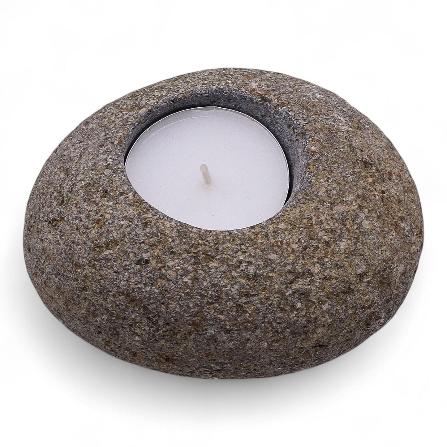 Natural Riverstone Tea Light Candle Holder - Single