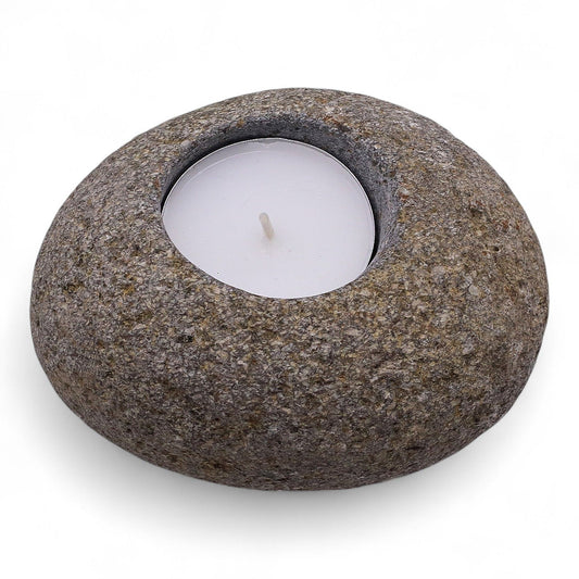 Natural Riverstone Tea Light Candle Holder - Single