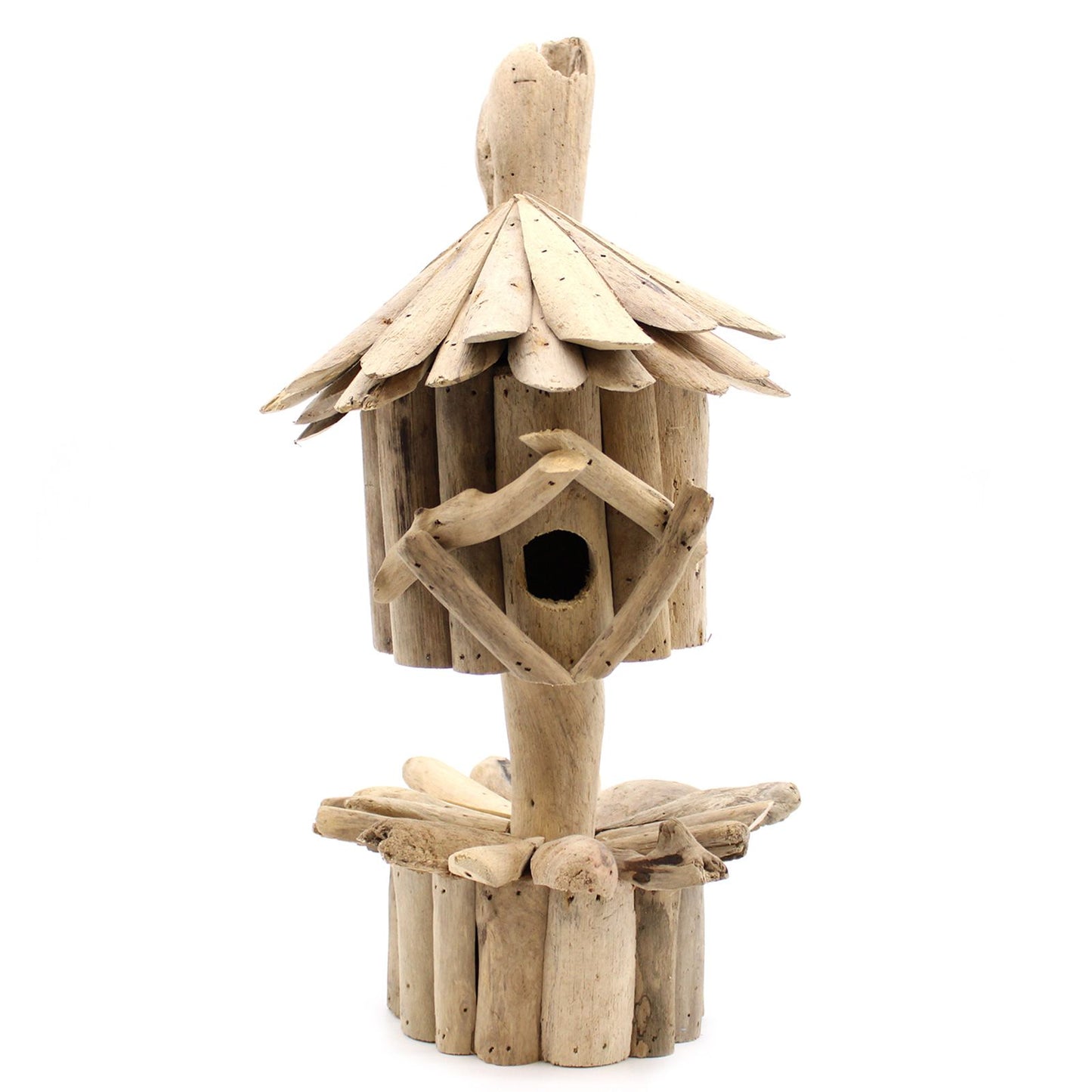 Handmade Recycled Driftwood Bird Box on a Stand