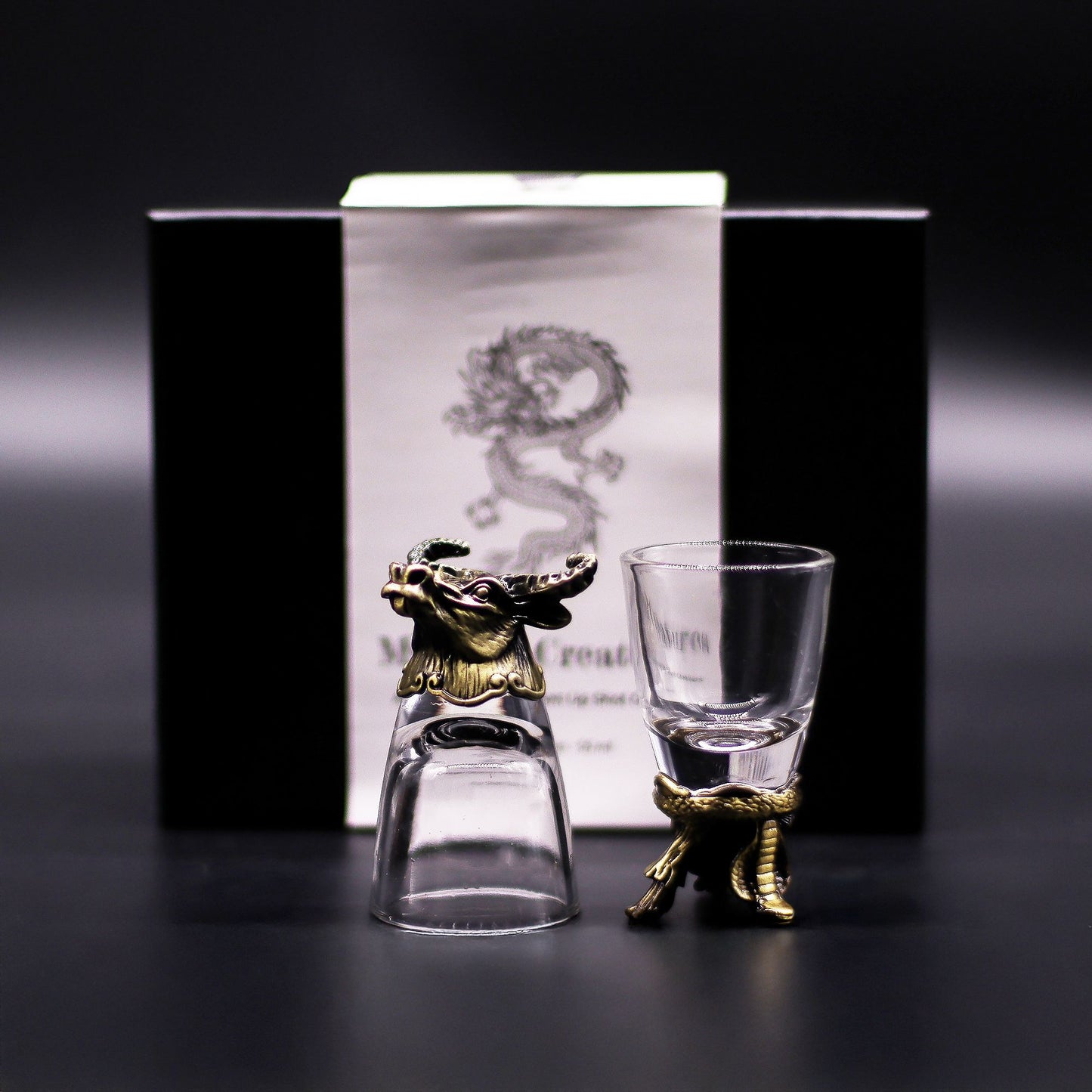 Set of 6 x 50ml Mystical Creatures Glasses  - Antique Bronze