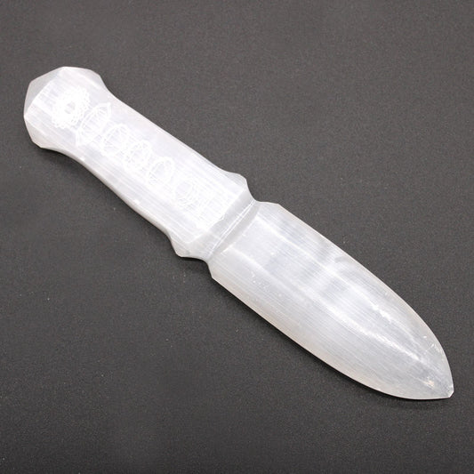 Handmade Selenite Ceremonial Knife - Chakra