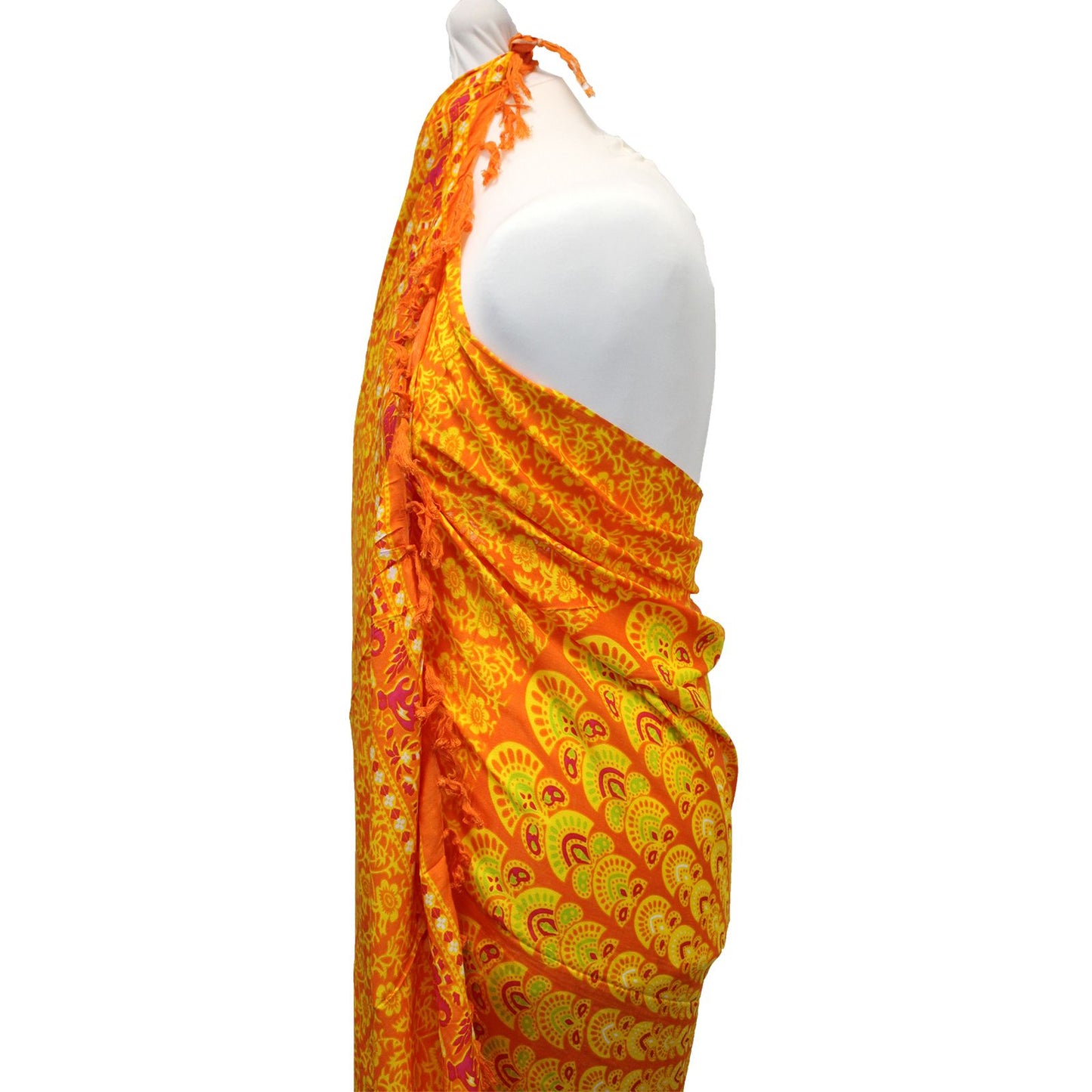 Bali Mandala Sarong / Scarf - Lime / Orange