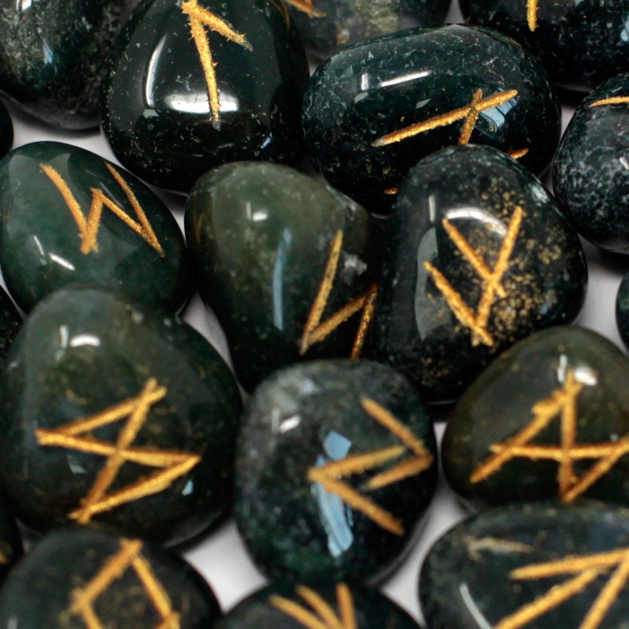 Rune Stone Set in a Pouch  - Bloodstone Gemstones