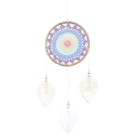 Eco-Friendly Hand Crafted Rattan and Cotton with Wooden Beaded Dreamcatcher - Large / Elemental Spirits / Multicoloured