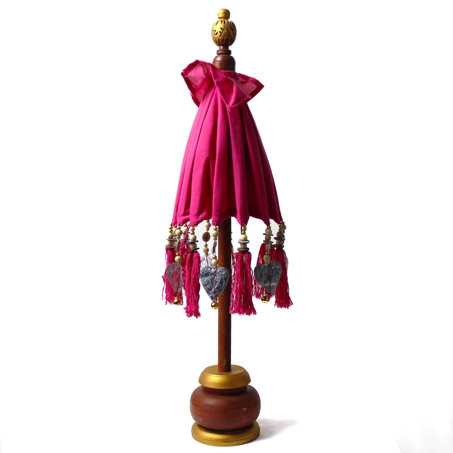Handcrafted Indoor Parasol with Stand - Small / Plain / Pink