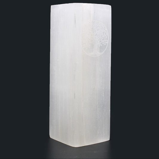 Handmade Selenite Block Lamp - Tree of Life