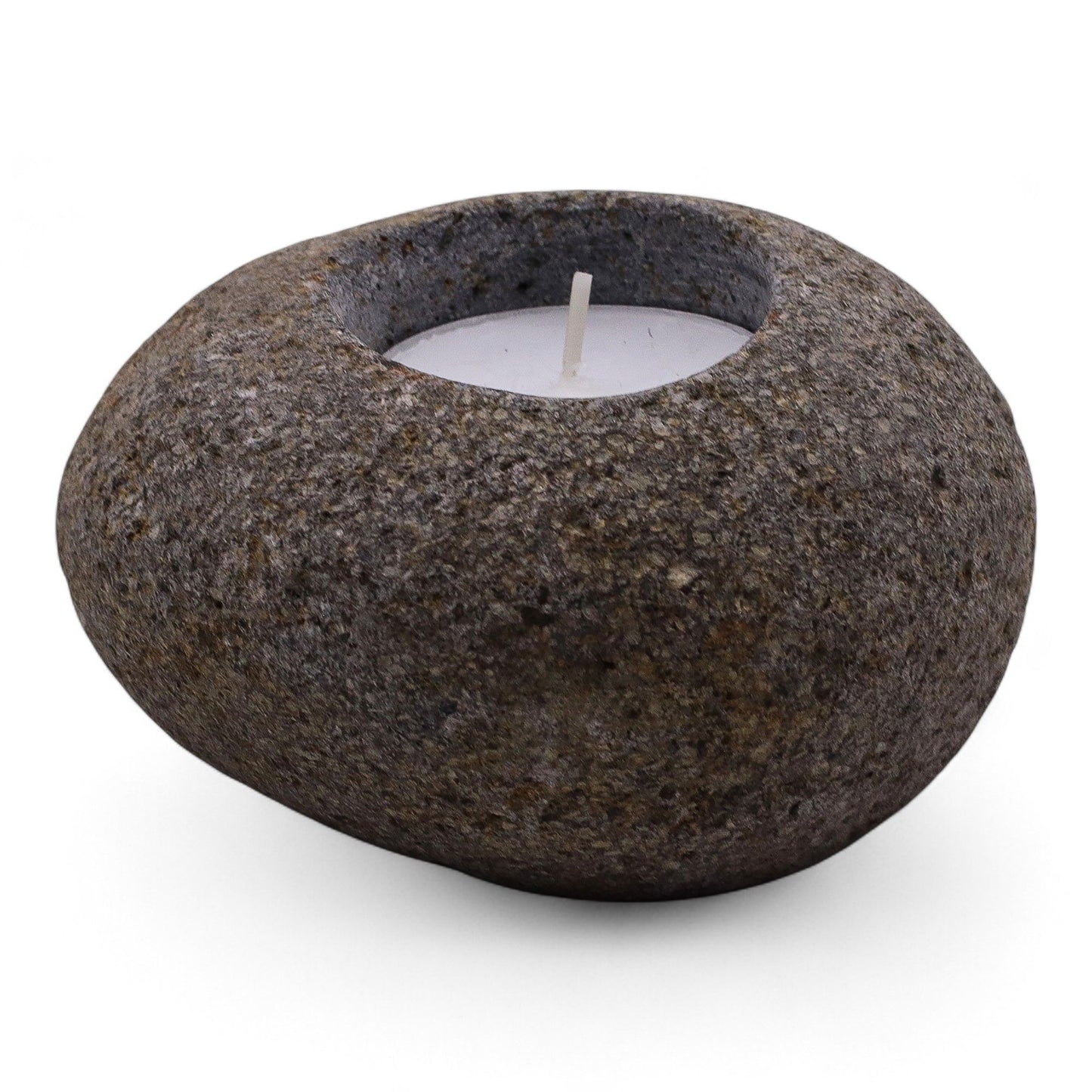 Natural Riverstone Tea Light Candle Holder - Single