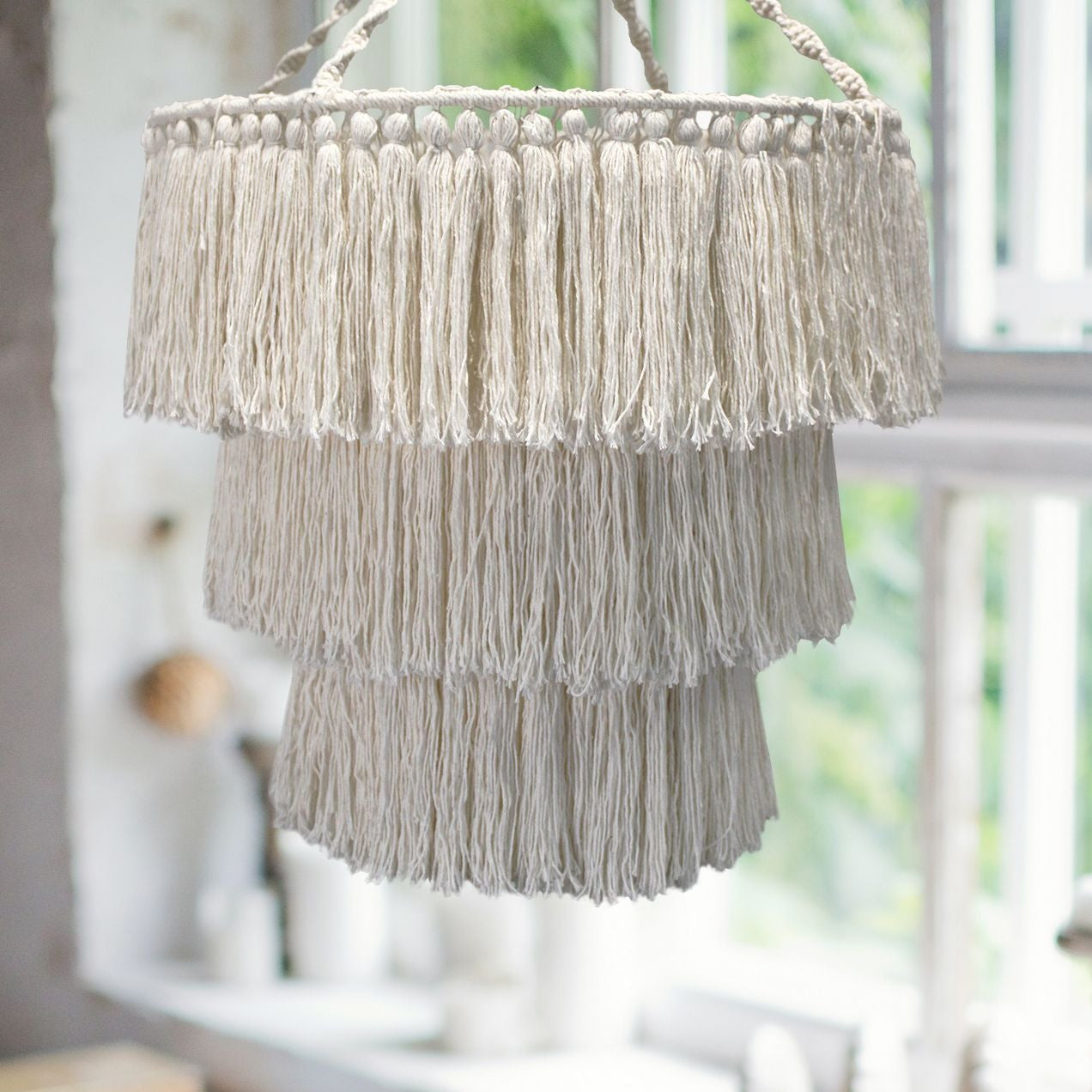 Handcrafted Macrame Soft Cotton Chandelier - Natural